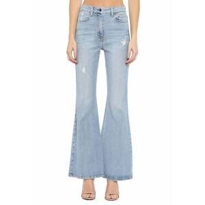 NEW CELLO high rise distressed super flare jeans in denim